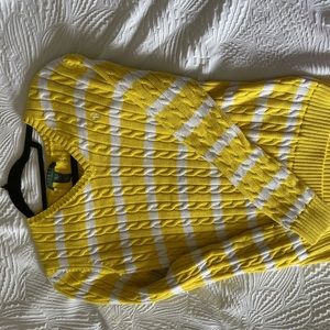 Vintage Ralph Lauren Yellow Striped V- neck Sweater